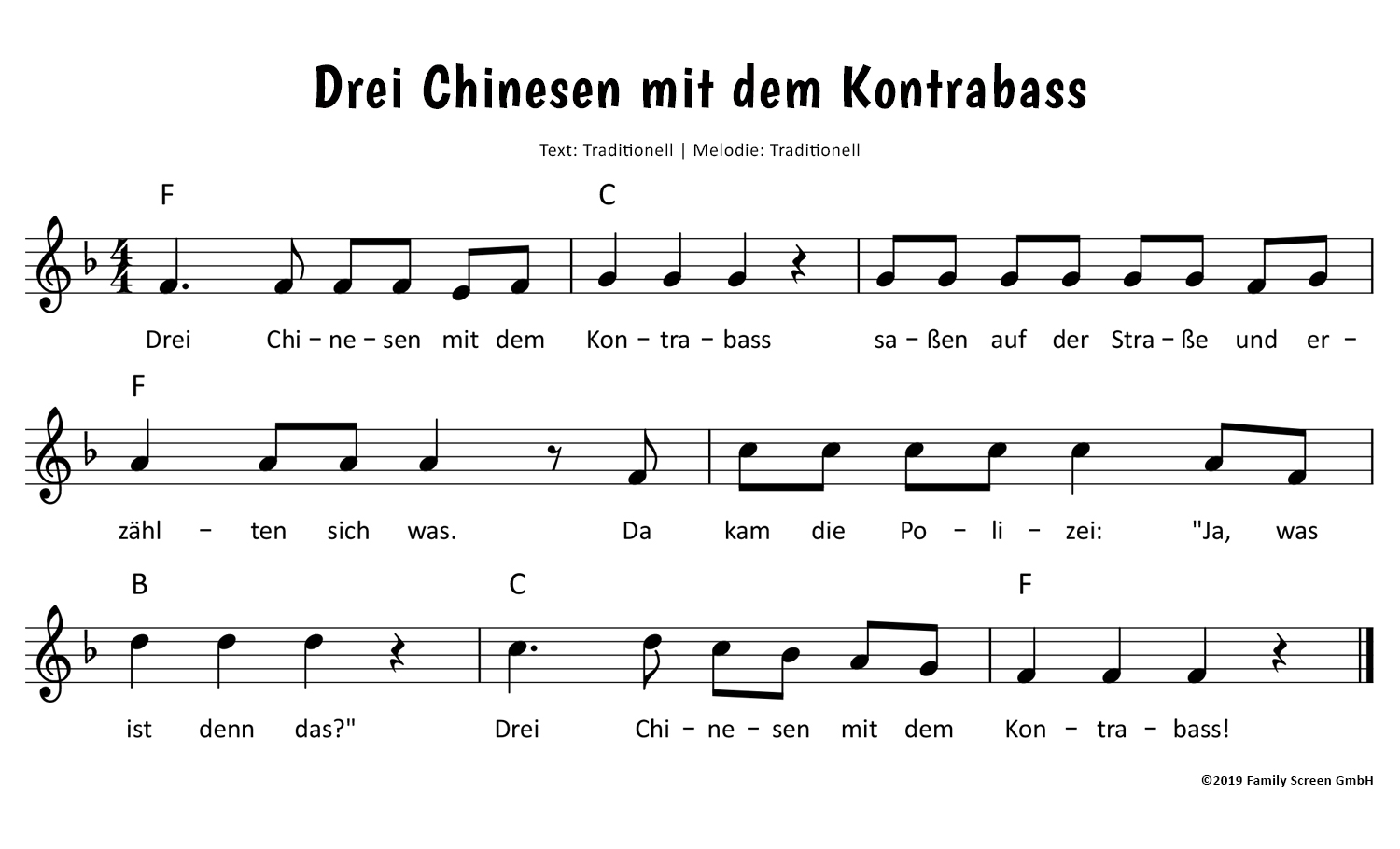 Drei Chinesen mit dem Kontrabass Noten