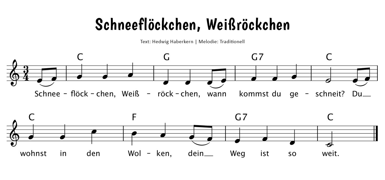 Schneeflöckchen, Weißröckchen Noten