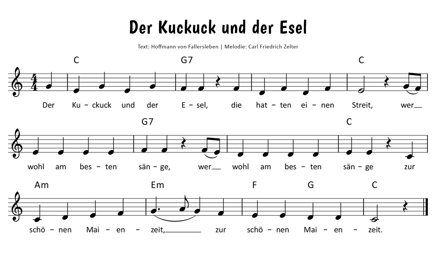 Der Kuckuck und der Esel Noten