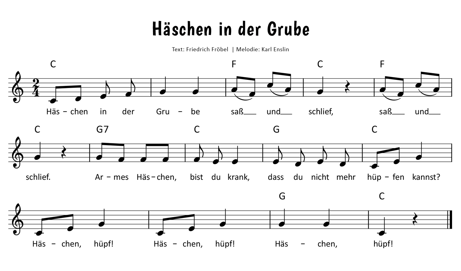Häschen in der Grube Noten
