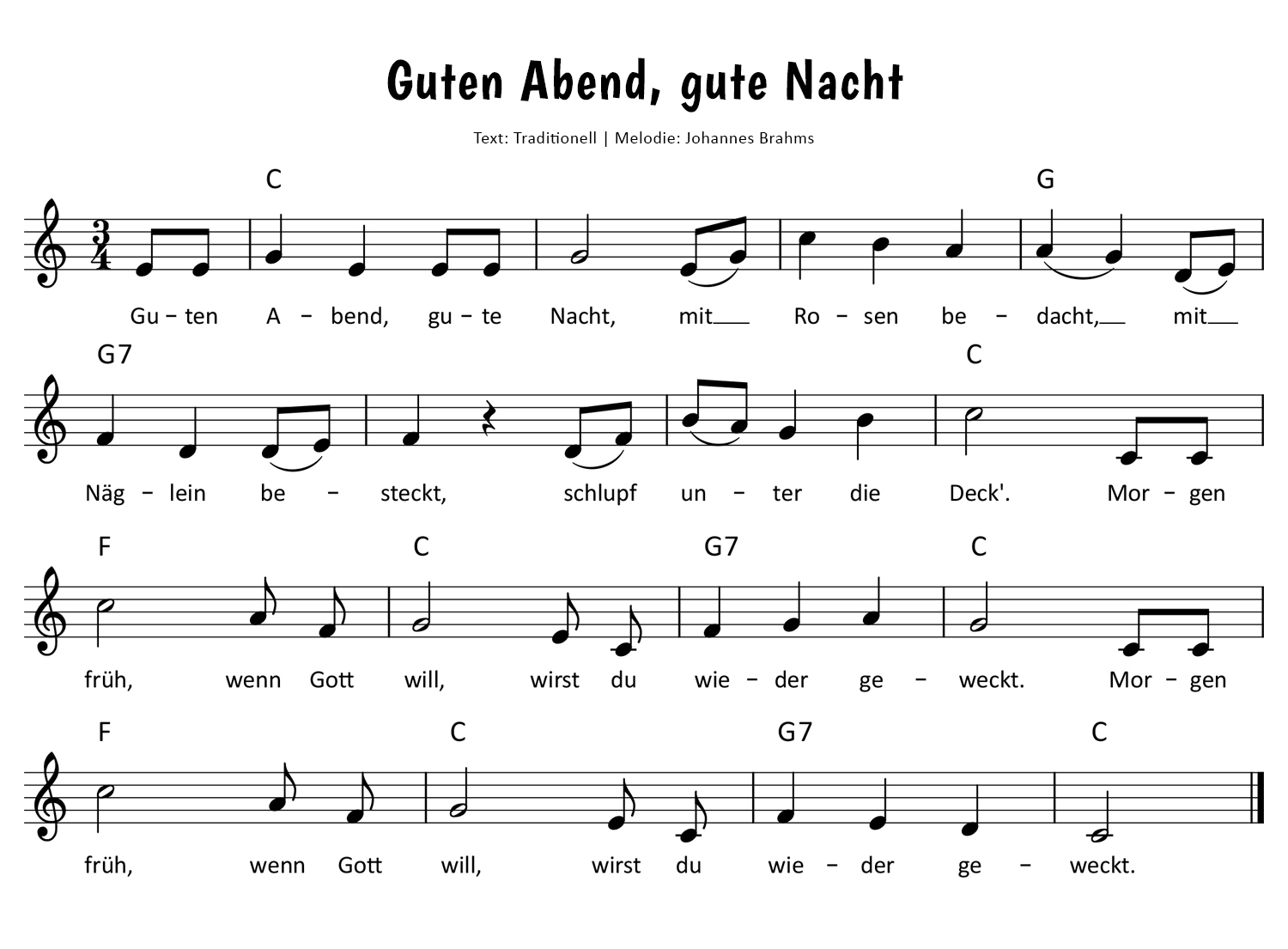 Guten Abend, gute Nacht Noten