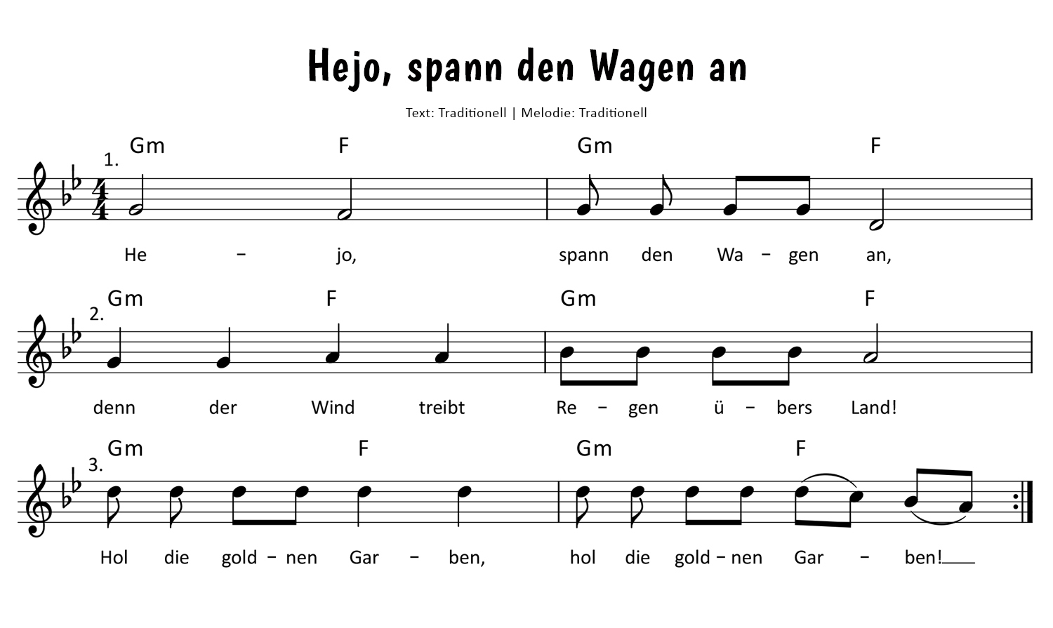 Hejo, spann den Wagen an! Noten