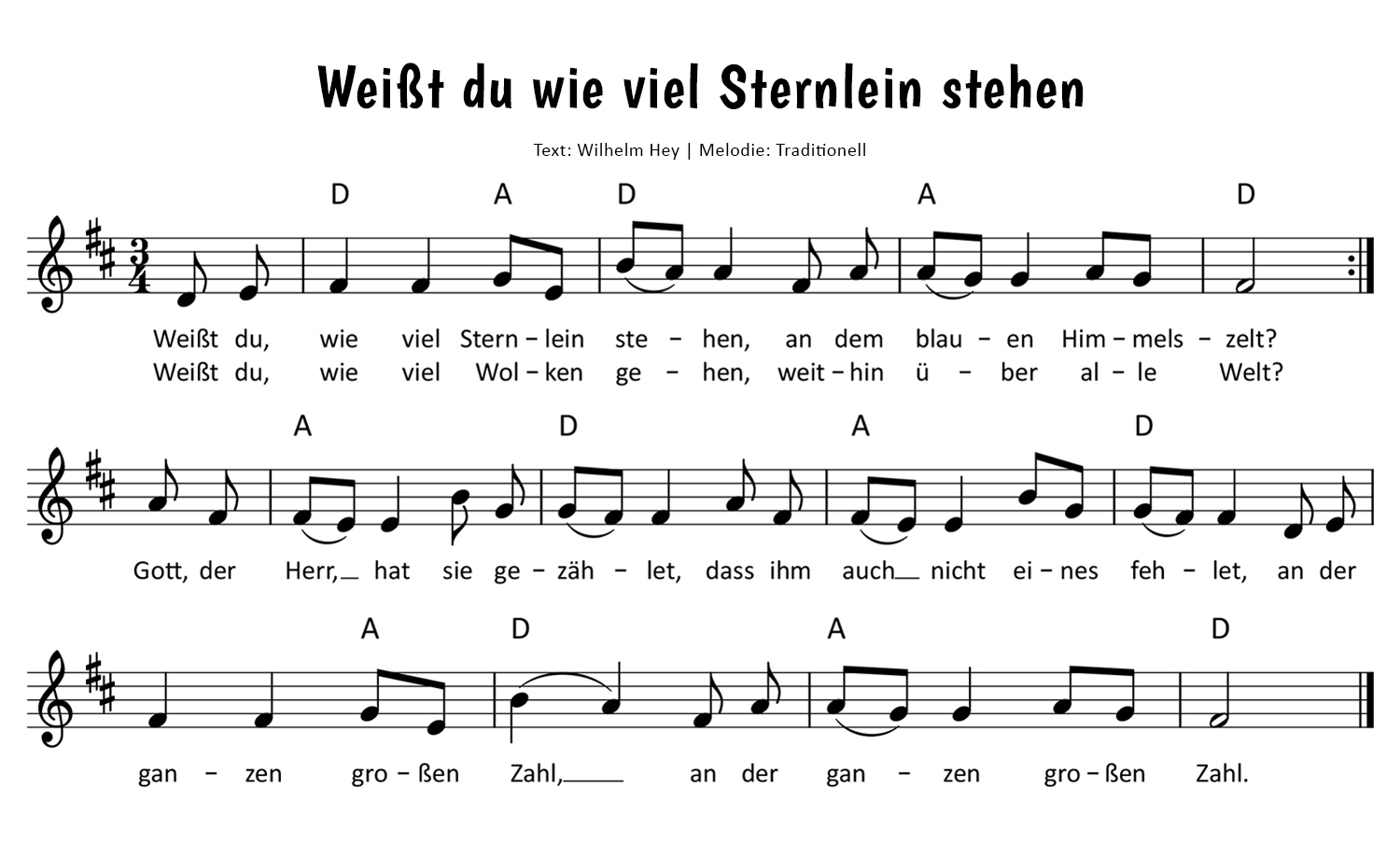 Weisst Du, wieviel Sternlein stehen Noten