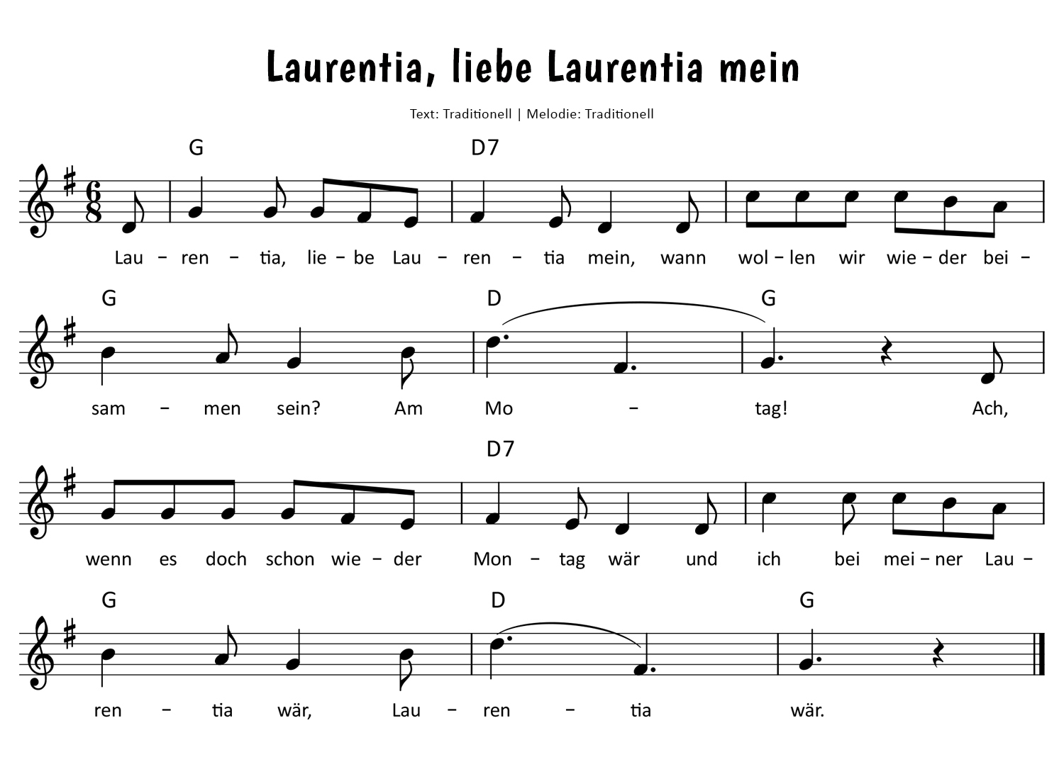 Laurentia, liebe Laurentia mein Noten