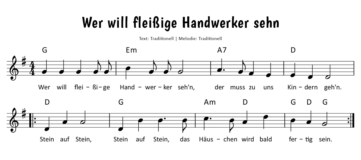 Wer will fleißige Handwerker sehn Noten