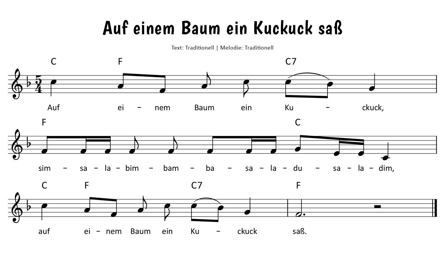 Auf einem Baum ein Kuckuck saß Noten