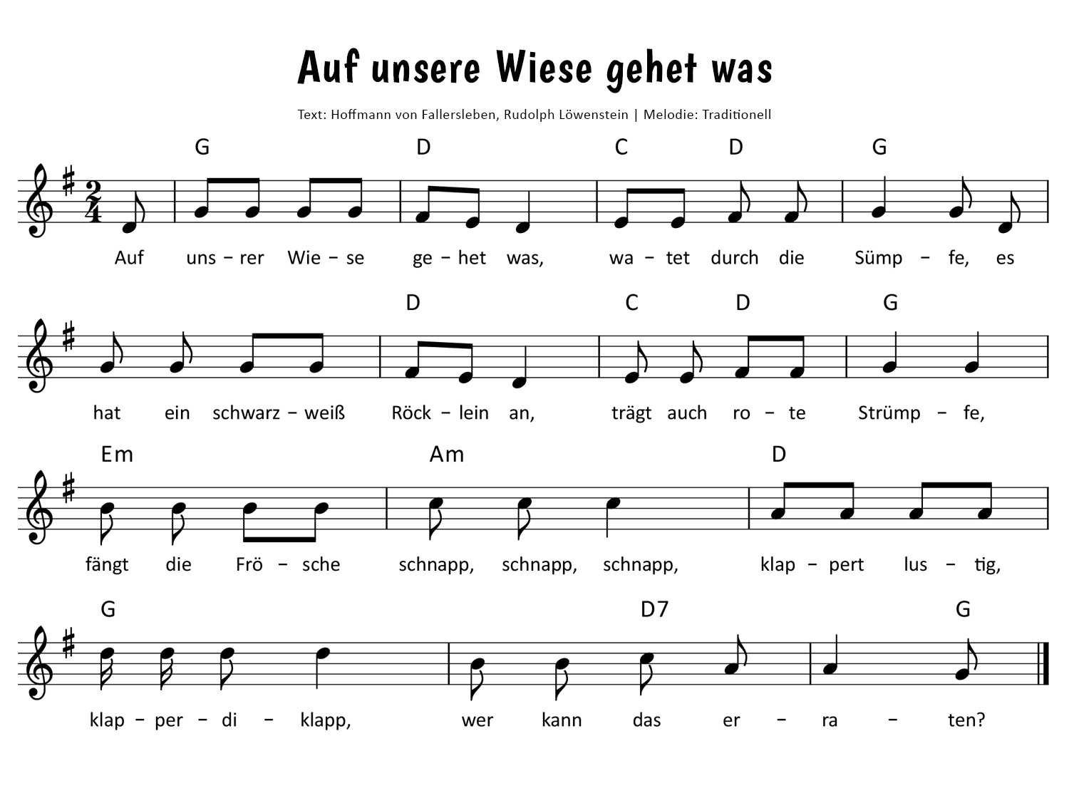 Auf unsrer Wiese gehet was Noten