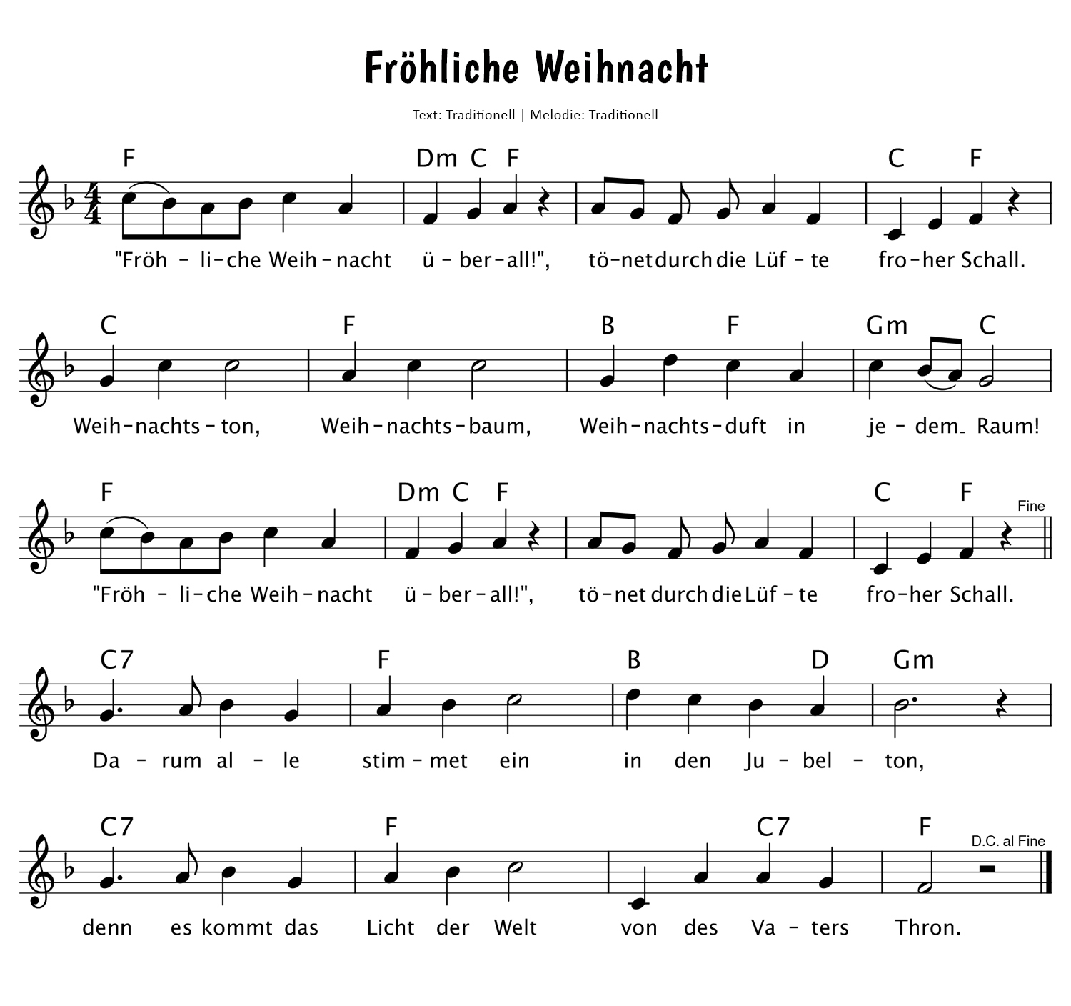 Fröhliche Weihnacht überall Noten