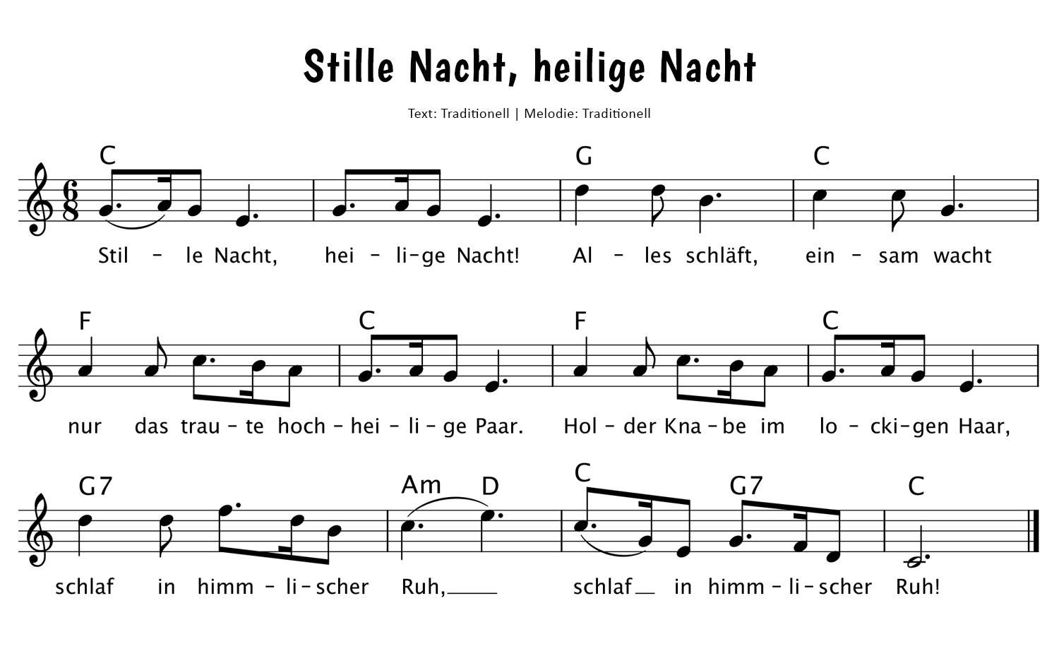 Stille Nacht, heilige Nacht Noten