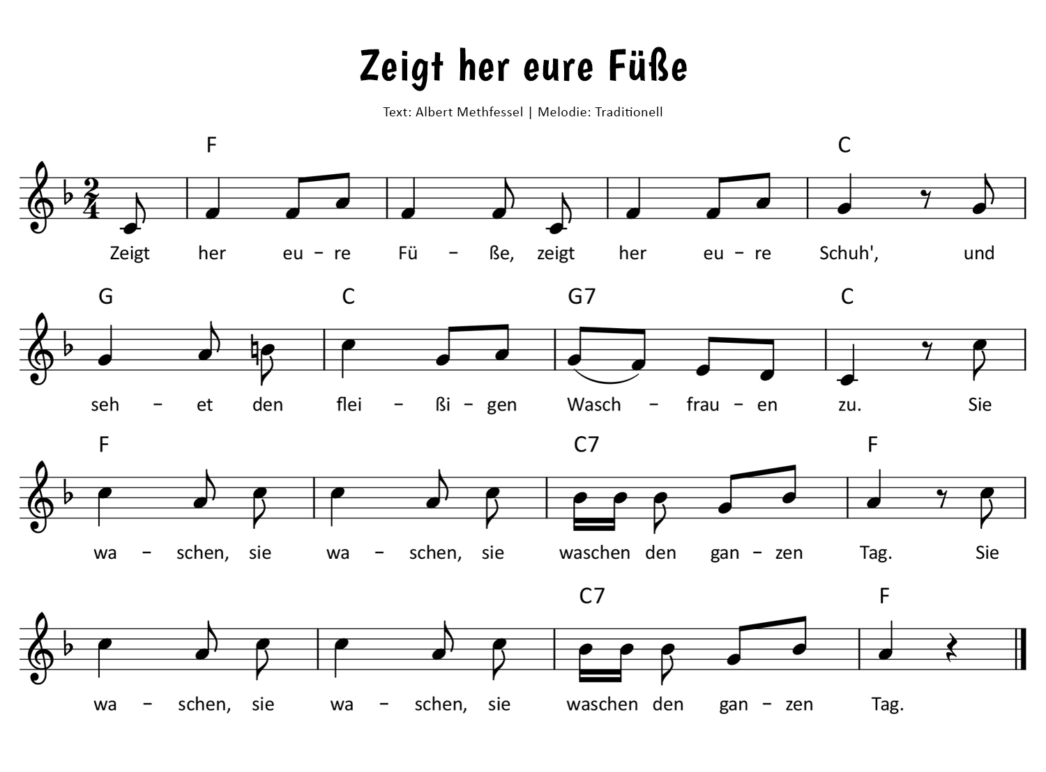 Zeigt her Eure Füße Noten