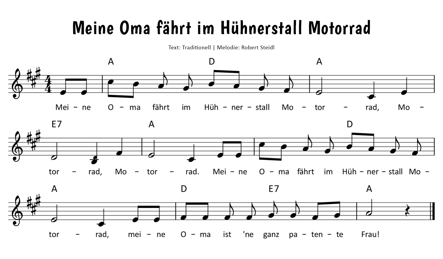 Meine Oma fährt im Hühnerstall Motorrad Noten