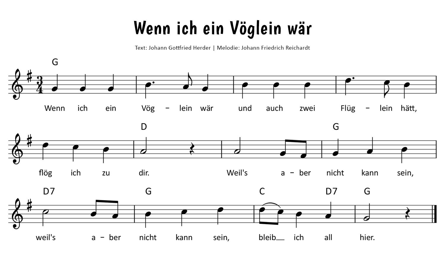 Wenn ich ein Vöglein wär Noten