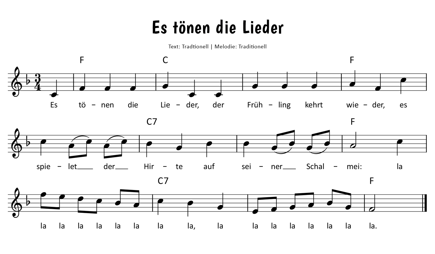 Es tönen die Lieder Noten