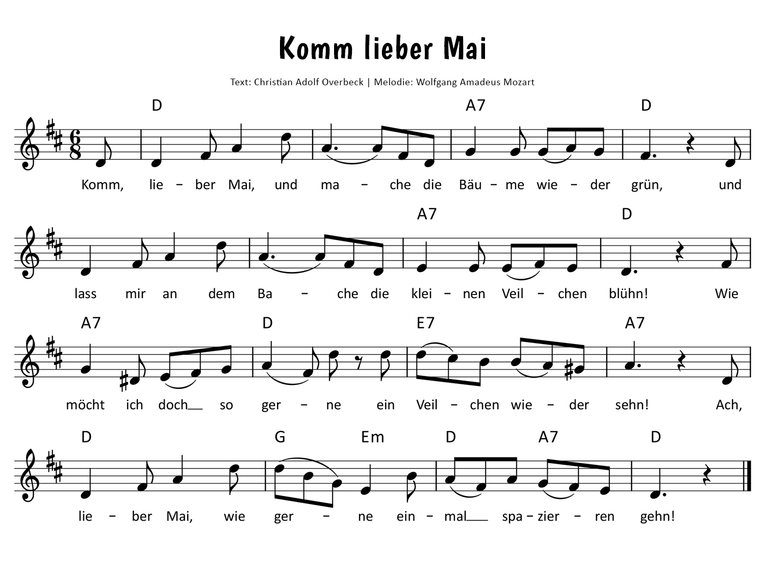 Komm, lieber Mai, und mache Noten