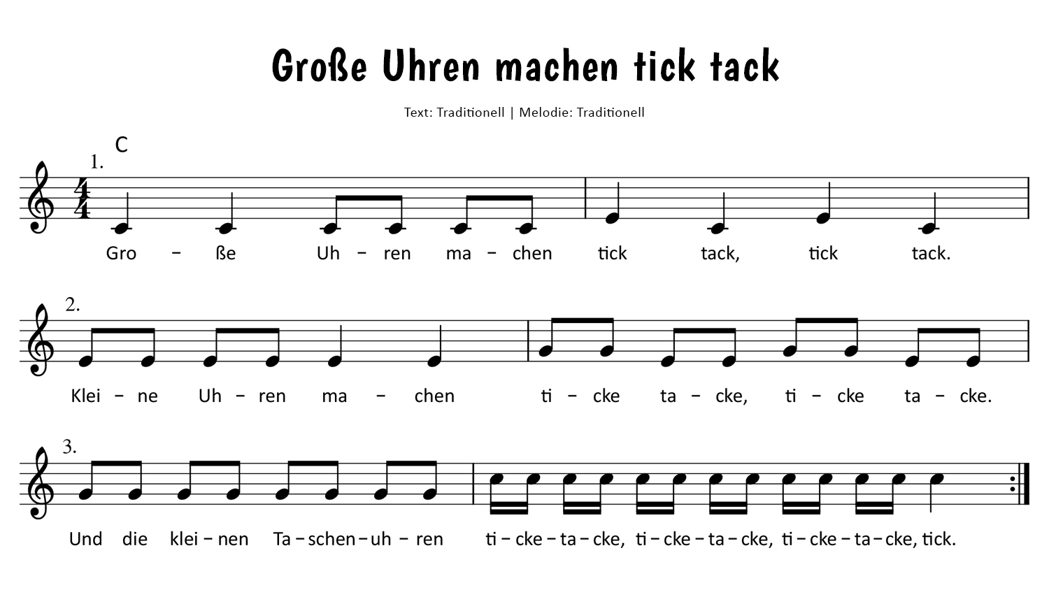 Große Uhren machen tick tack Noten