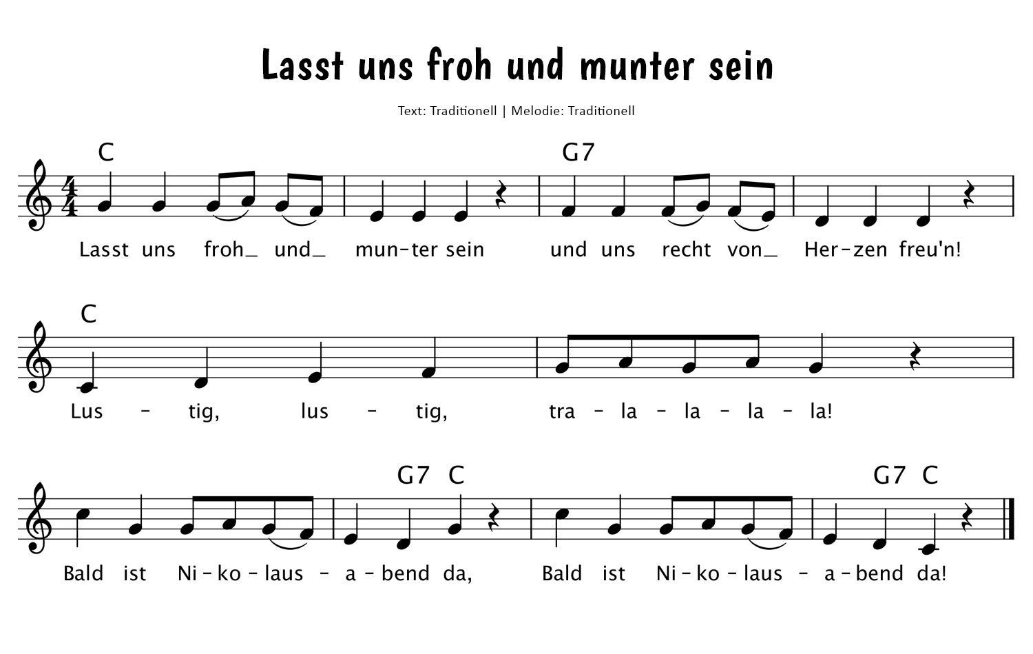 Lasst uns froh und munter sein Noten