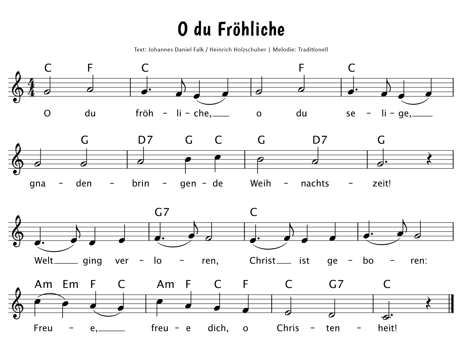 O du Fröhliche Noten