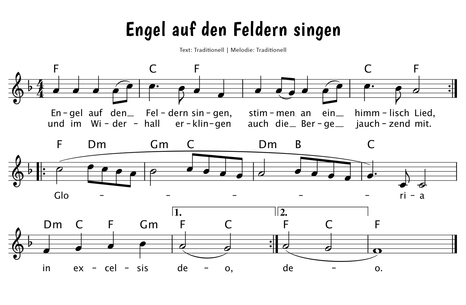 Engel auf den Feldern singen Noten