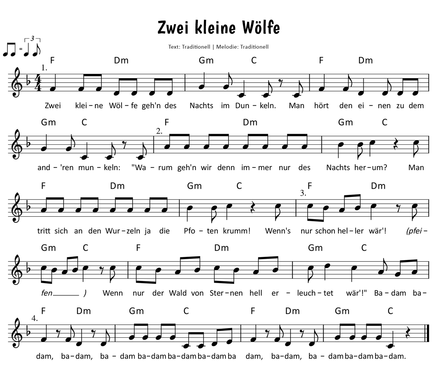 Zwei kleine Wölfe Noten