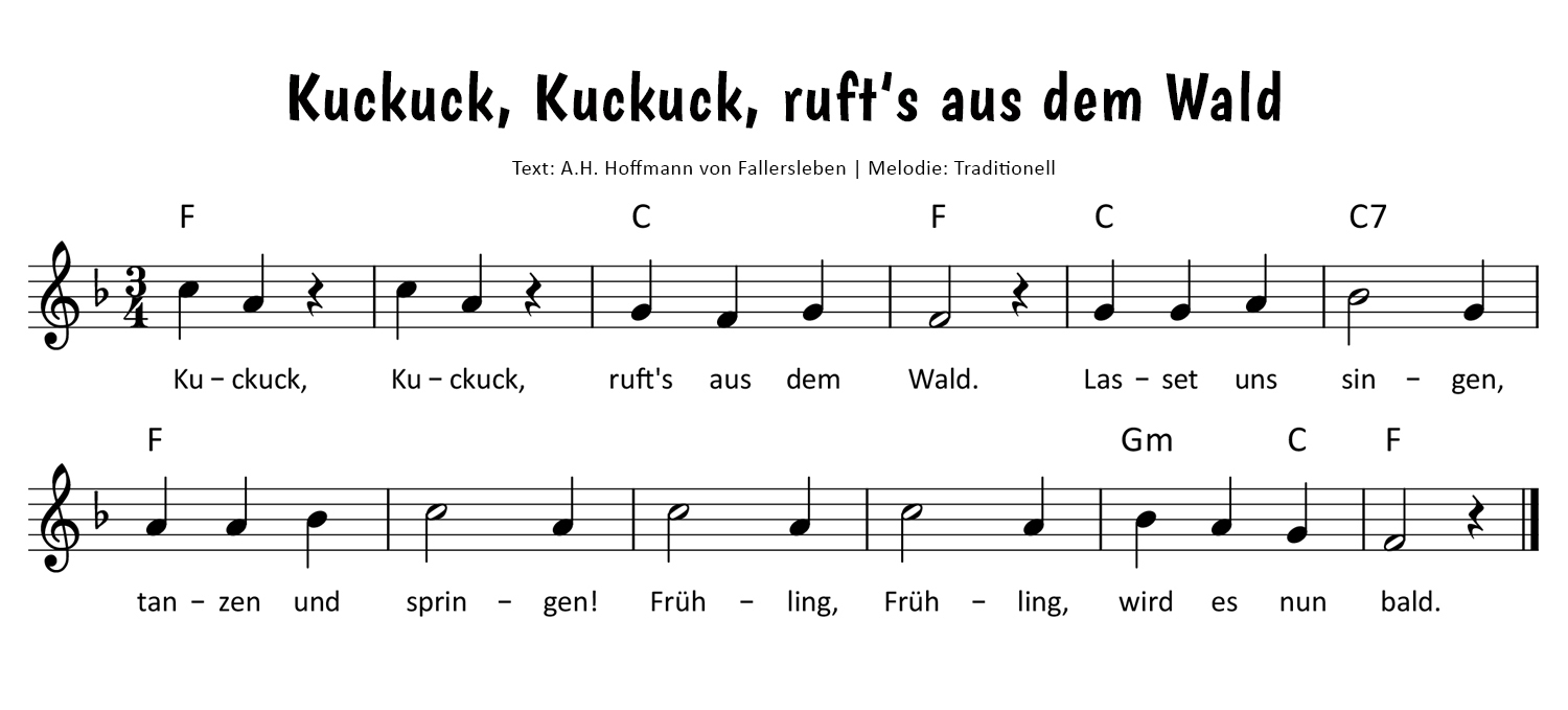 Kuckuck, Kuckuck, ruft's aus dem Wald Noten