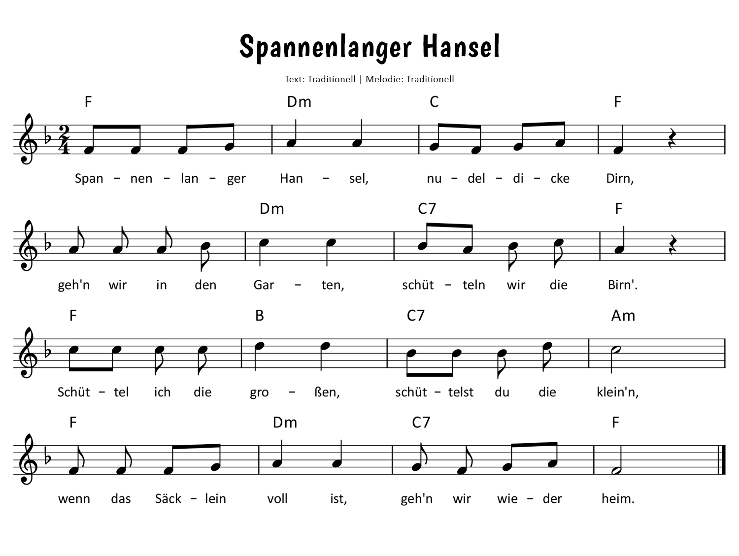 Spannenlanger Hansel Noten