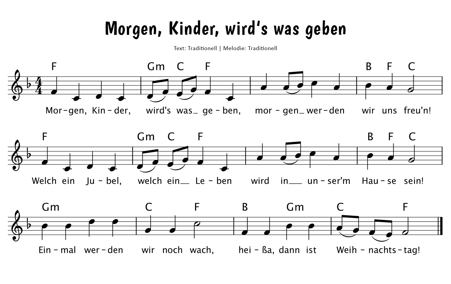 Morgen, Kinder, wird's was geben Noten