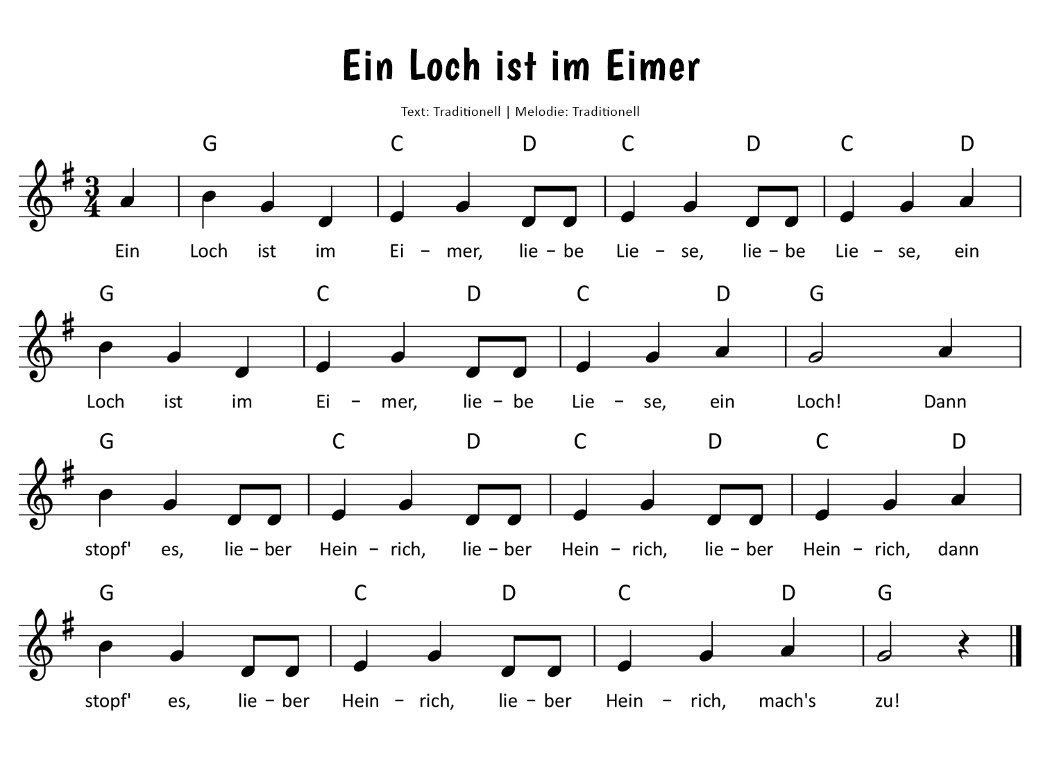 Ein Loch ist im Eimer Noten