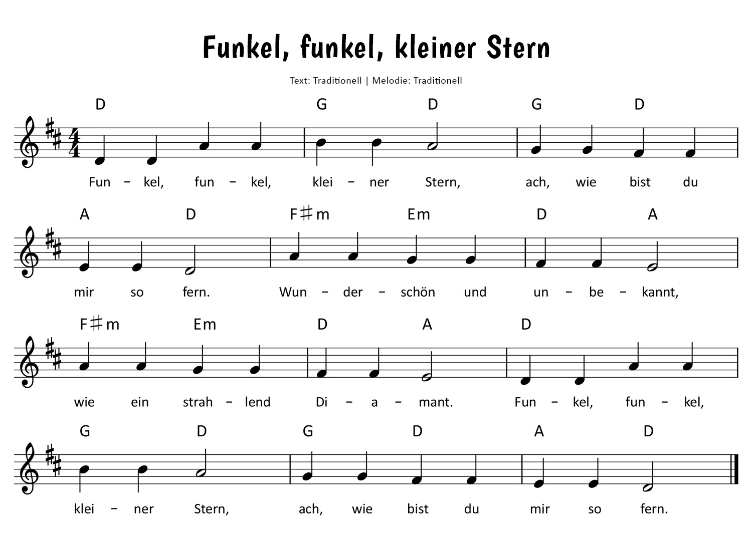 Funkel, funkel, kleiner Stern Noten
