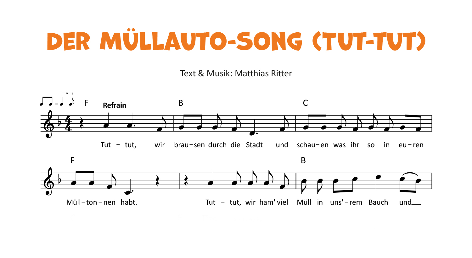 Der Müllauto-Song (Tut-tut) Noten